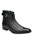 Black Ostrich Leg Libero Quilted Leather Boot | Belvedere Dress Shoes Collection | Sam's Tailoring Fine Men's Clothing