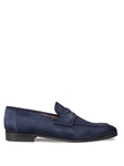 Navy Caro Suede Penny Men's Loafer | Mezlan Loafers Collection | Sam's Tailoring Fine Men's Clothing