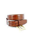 Saddle Tan Alligator Grain Embossed Calfskin Men'S Belt | Torino Leather Dress Casual Belts Collection | Sam's Tailoring Fine Men's Clothing