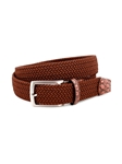 Cinnamon Italian Rayon Stretch Fabric Belt With Genuine Caiman Belt | Torino Leather Resort Casual Belts Collection | Sam's Tailoring Fine Men's Clothing