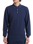 Dark Blue Light Gauge Structured Long Sleeve Polo | Emanuel Berg Polos | Sam's Tailoring Fine Men Clothing