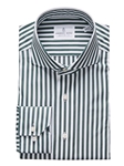 Dark Green Stripe Poplin Men's Luxury Shirt | Emanuel Berg Casual Shirts | Sam's Tailoring Fine Men Clothing