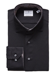 Black Modern 4 Flex Stretch Contrast Knit Shirt | Emanuel Berg Casual Shirts | Sam's Tailoring Fine Men Clothing