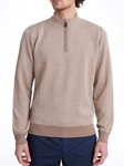 Brown Gauge Highneck Jacquard Zipper Sweater | Emanuel Berg Sweaters Collection | Sam's Tailoring Fine Men's Clothing