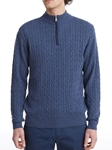 Dark Blue Premium Cable Highneck Zippe | Emanuel Berg Sweaters Collection | Sam's Tailoring Fine Men's Clothing r Sweater