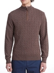 Dark Brown Premium Cable Highneck Zipper Sweater | Emanuel Berg Sweaters Collection | Sam's Tailoring Fine Men's Clothing