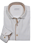 White/Brown Classic Neat Men's Sport Shirt | Marcello Sport Shirts Collection | Sam's Tailoring Fine Men's Clothing