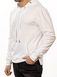 White T-Series Fleece Knit Rover Hoodie | Stone Rose Sweaters Collection | Sam's Tailoring Fine Men Clothing