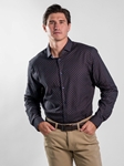 Navy Polka Dot Nova Long Sleeve Men's Shirt | Stone Rose Shirts Collection | Sam's Tailoring Fine Men Clothing