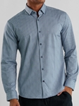 Medium Blue Micro Dot Apex Men Long Sleeve Shirt | Stone Rose Shirts Collection | Sam's Tailoring Fine Men Clothing