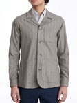 Beige Stripe Wool D-constructed Men's Shirt Jacket | Emanuel Berg Jackets Collection | Sam's Tailoring Fine Men's Clothing