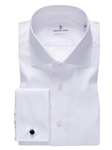 White Traveller Steep Twill French Cuff Dress Shirt | Emanuel Berg Shirt Collection | Sam's Tailoring Fine Men's Clothing