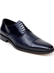 Navy Italian Deerskin/Nappa Leather Lace Up Shoe | Belvedere Dress Shoes Collection | Sam's Tailoring Fine Men's Clothing