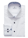 White Solid Zephir Poplin Sport Luxury Men's Dress Shirt | Emanuel Berg Dress Shirts | Sam's Tailoring Fine Men Clothing