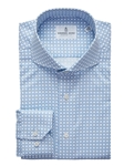 Blue Geometric Printed Twill Luxury Men's Dress Shirt | Emanuel Berg Dress Shirts | Sam's Tailoring Fine Men Clothing