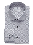 Charcoal Geometric Poplin Stretch Luxury Dress Shirt | Emanuel Berg Dress Shirts | Sam's Tailoring Fine Men Clothing