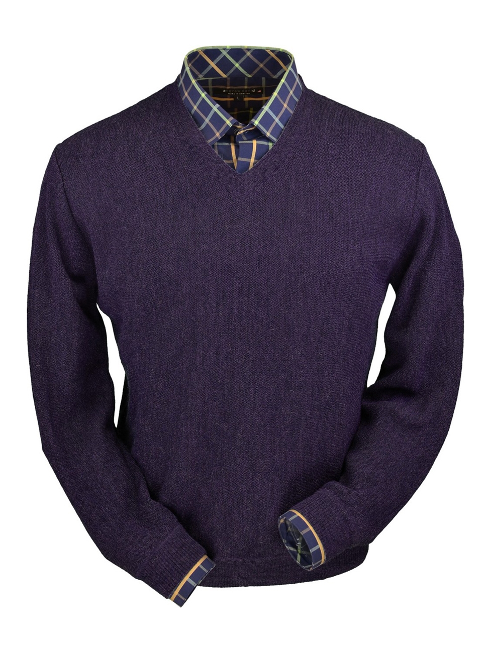 Plum Heather Baby Alpaca V-Neck Sweater | Peru Unlimited V-Neck Sweaters | Sam's Tailoring Fine ...